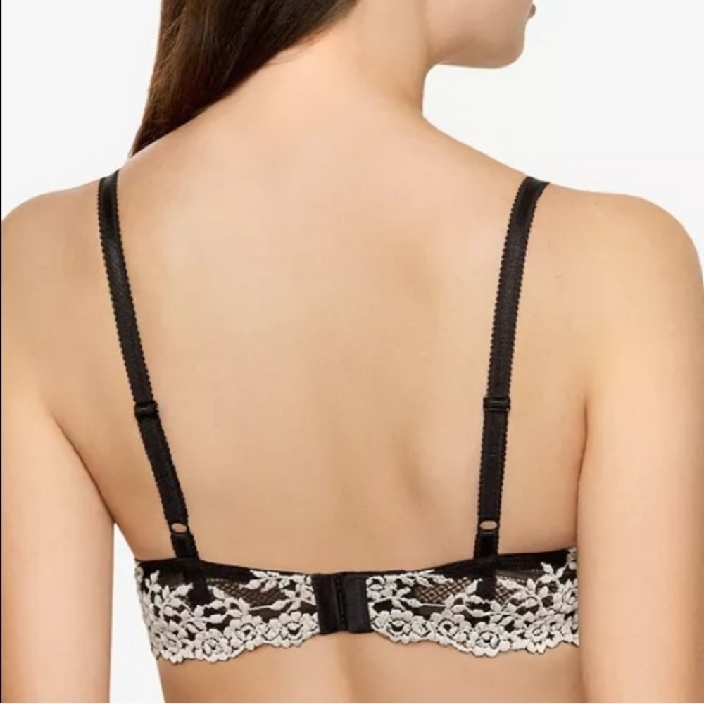 Wacoal Sz 38B Embrace Lace Underwire Bra Black White WL340 - Picture 3 of 6